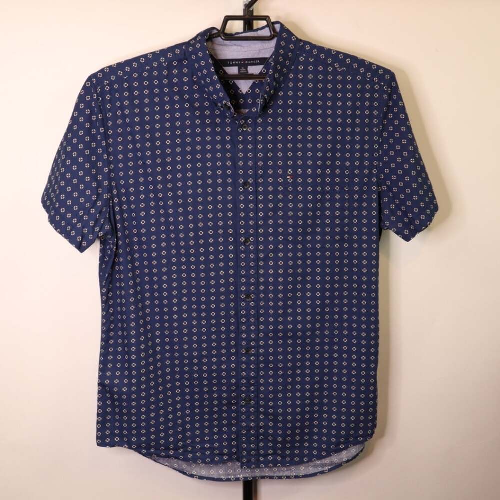 Tommy Hilfiger Navy Casual Button Down Shirt Size XL Mens